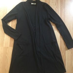 Black ribbed long cardigan